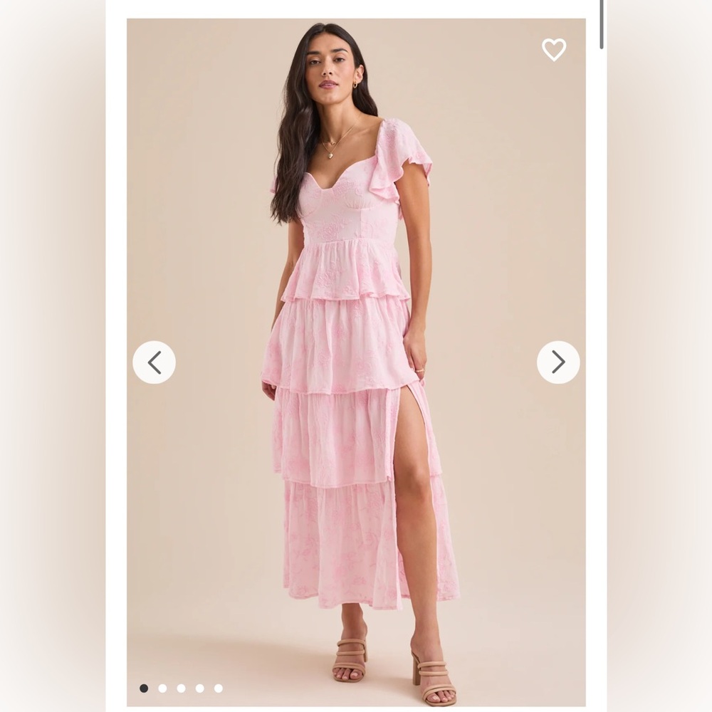 Elegant Pink Tiered Maxi Dress